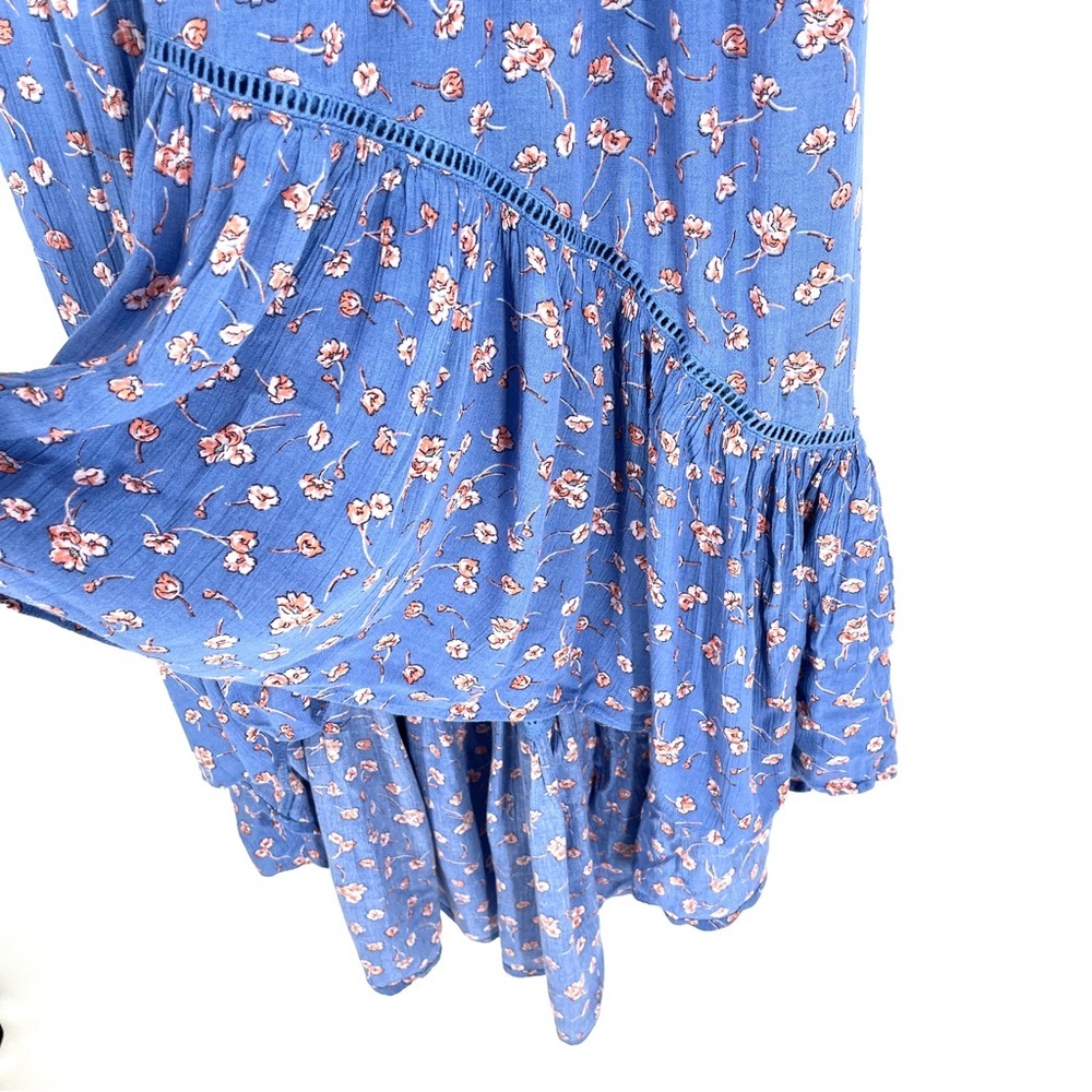 American Eagle Womens Midi Skirt Size M Floral Blue Hi Low - Picture 6 of 8